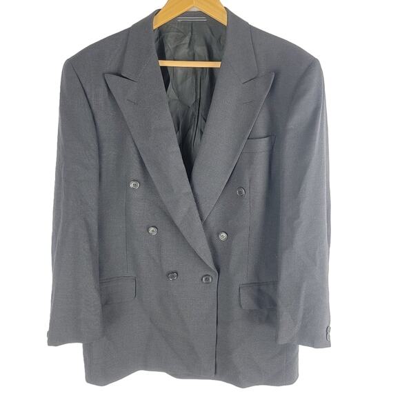 Ermenegildo Zegna Double Breasted Wool Blazer Black Lined Size 40R - Picture 1 of 7
